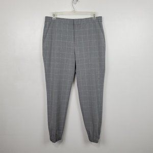 Apt. 9 Men's Gray White Windowpane Premier Flex Slim Fit Jogger Suit Pants Sz L